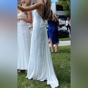 MESHKI Kailey low back maxi dress with detachable bow